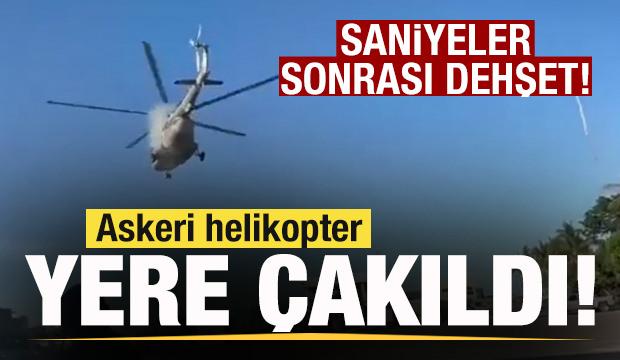 Meksika&rsquo;da askeri helikopter kalkıştan saniyeler sonra yere &ccedil;akıldı
