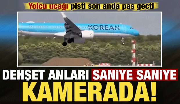 Yolcu u&ccedil;ağı pisti son anda pas ge&ccedil;ti! Dehşet anları saniye saniye kamerada