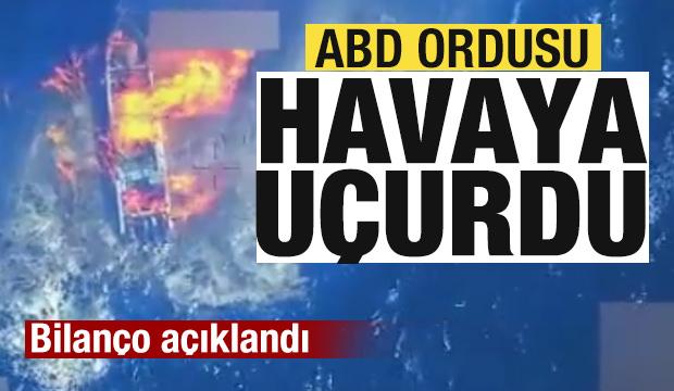 ABD, bir tekneyi daha havaya u&ccedil;urdu! G&ouml;r&uuml;nt&uuml;ler paylaşıldı