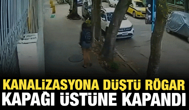 Kaldırımda y&uuml;r&uuml;yen kadın kanalizasyona d&uuml;şt&uuml;, r&ouml;gar kapağı &uuml;st&uuml;ne kapandı