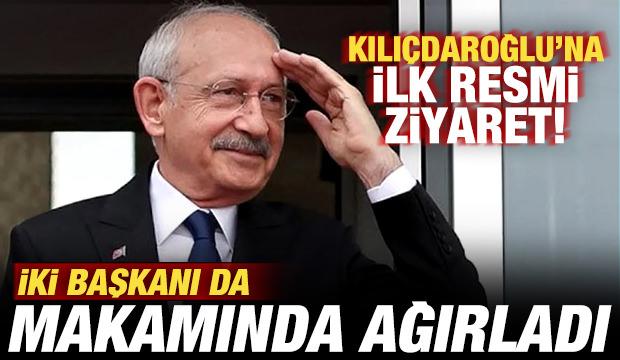 Kılı&ccedil;daroğlu'na ilk resmi ziyaret! İki başkanı da makamında ağırladı