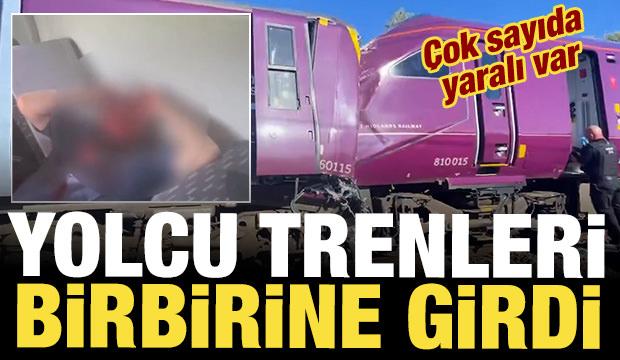 İngiltere'de iki yolcu treni birbirine girdi! &Ccedil;ok sayıda yarılı var