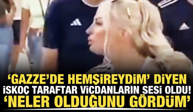 'Gazze'de hemşireydim' diyen İsko&ccedil; taraftardan Filistin tezah&uuml;ratı!