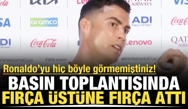 Ronaldo'dan gazetecilere fır&ccedil;a! Gelen soru sonrası &ccedil;ılgına d&ouml;nd&uuml;