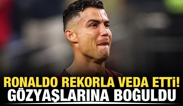 Ronaldo son ma&ccedil;ında rekor kırdı! G&ouml;zyaşları i&ccedil;inde veda etti