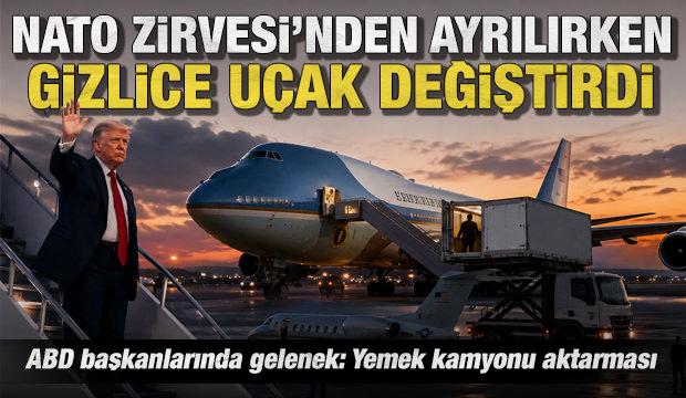 Trump 2026 NATO Zirvesi'nden ayrılırken İran tehdidi y&uuml;z&uuml;nden gizlice u&ccedil;ak değiştirmiş