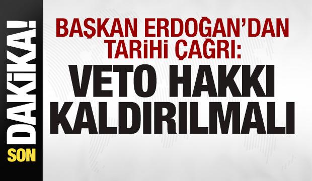 Başkan Erdoğan'dan tarihi &ccedil;ağrı: Veto hakkı kaldırılmalı