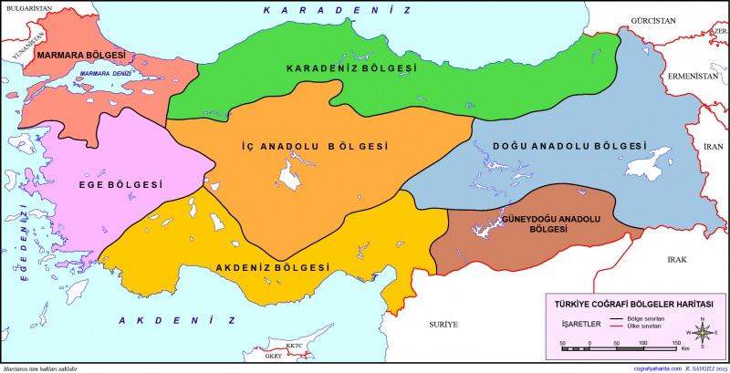 Türkiye Haritası | Bölgeler, İller, İlçeler, Büyükşehirler ve Türkiye