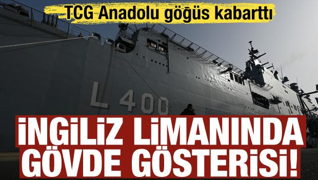 İngiliz limanında g&ouml;vde g&ouml;sterisi! Yedi d&uuml;vel hayran kaldı: TCG Anadolu g&ouml;ğ&uuml;s kabarttı
