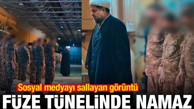 İran askerleri f&uuml;ze t&uuml;nelinde cemaatle akşam namazı kıldı