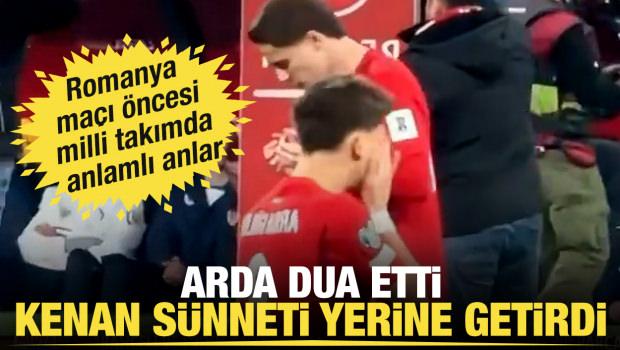 Romanya ma&ccedil;ı &ouml;ncesi dikkat &ccedil;eken anlar: Arda dua etti, Kenan s&uuml;nneti uyguladı