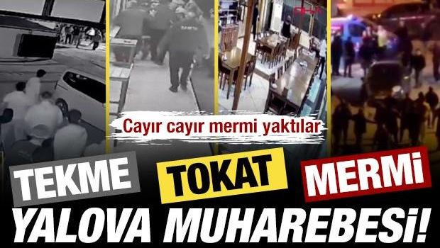 Yalova'da 6 kişinin yaralandığı husumetli grupların silahlı kavgası kamerada