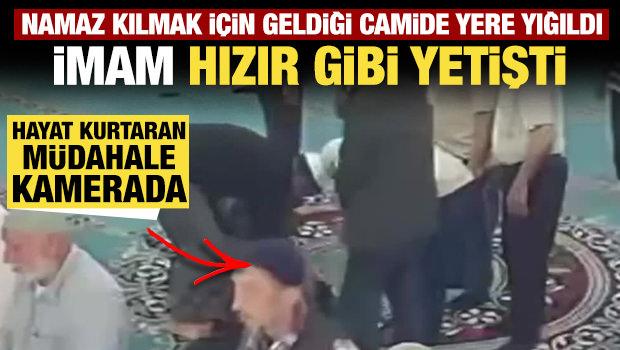 Camide kalp krizi ge&ccedil;iren vatandaşa imamdan kalp masajı! O anlar kamerada