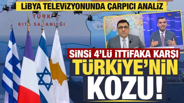 Doğu Akdeniz'de 4'l&uuml; ittifaka karşı T&uuml;rkiye'nin kozu! Libya televizyonunda &ccedil;arpıcı analiz