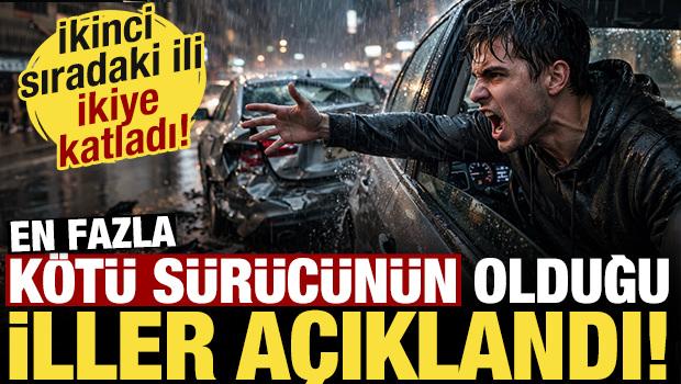 En fazla k&ouml;t&uuml; s&uuml;r&uuml;c&uuml;n&uuml;n olduğu iller a&ccedil;ıklandı! İkinci sıradaki ili ikiye katladı...