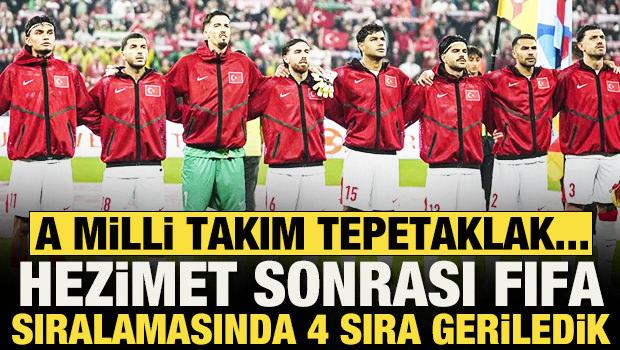 İtalya hezimeti sonrası A Milli Takım tepetaklak... FIFA sıralamasında 4 sıra geri d&uuml;şt&uuml;k