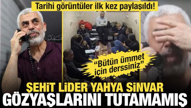 Tarihi g&ouml;r&uuml;nt&uuml;ler ilk kez paylaşıldı! Şehit lider Yahya Sinvar g&ouml;zyaşlarını tutamamış