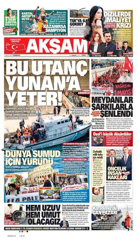 02 Mayıs 2026 Akşam Gazetesi Manşetleri