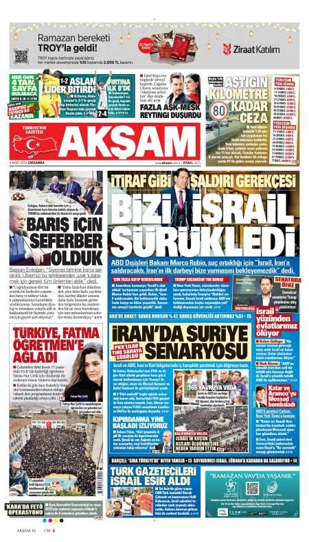 05 Mart 2026 Akşam Gazetesi Manşetleri