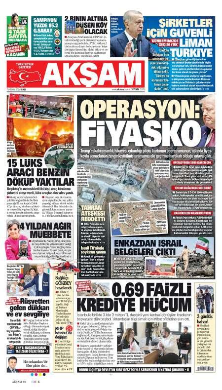 07 Nisan 2026 Akşam Gazetesi Manşetleri