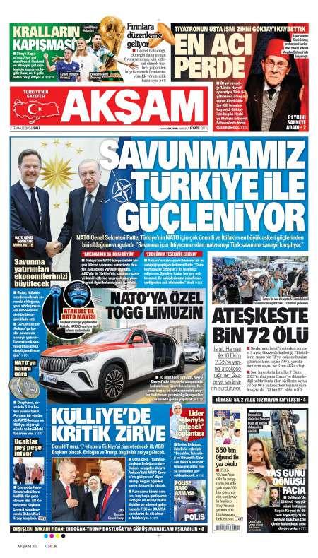 07 Temmuz 2026 Akşam Gazetesi Manşetleri