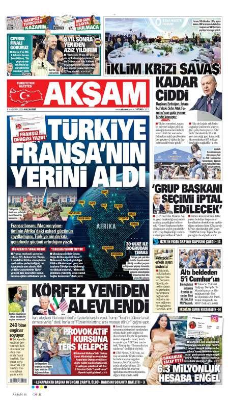 08 Haziran 2026 Akşam Gazetesi Manşetleri