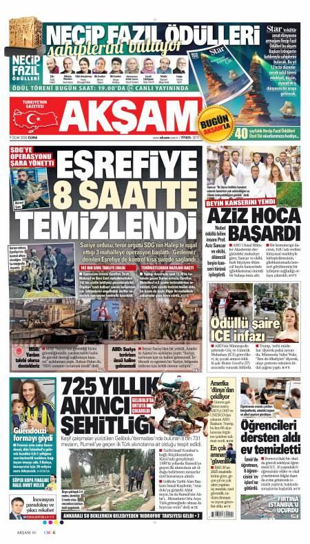 10 Ocak 2026 Akşam Gazetesi Manşetleri