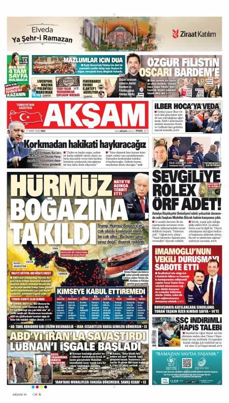 17 Mart 2026 Akşam Gazetesi Manşetleri