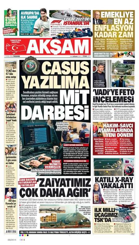 17 Eylül 2026 Akşam Gazetesi Manşetleri