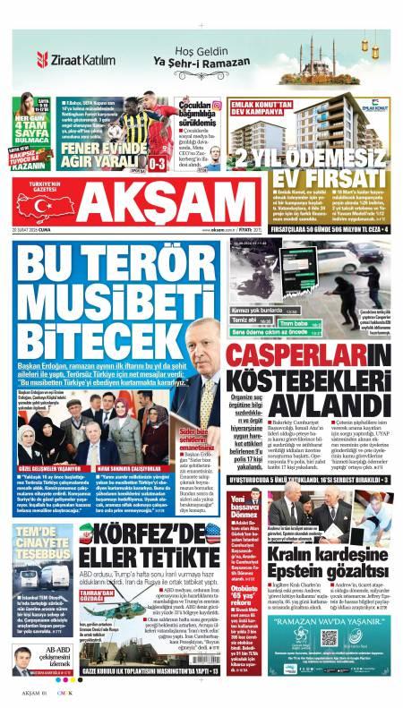 20 Şubat 2026 Akşam Gazetesi Manşetleri