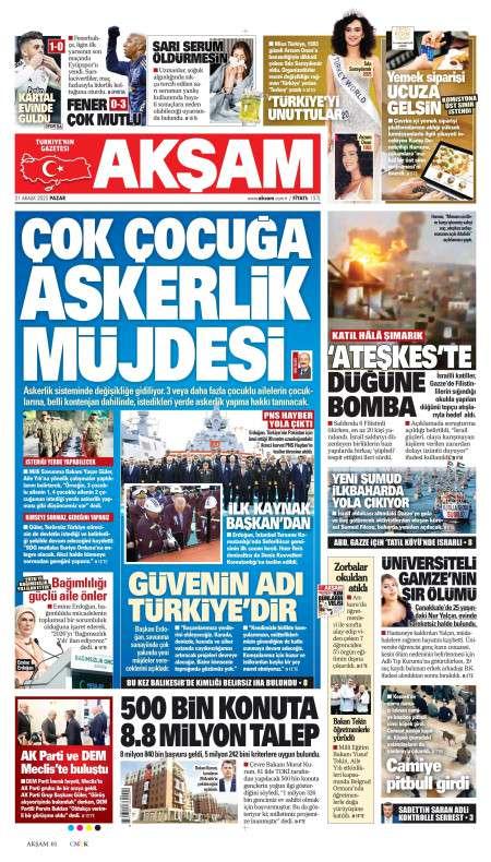 22 Aralık 2025 Akşam Gazetesi Manşetleri