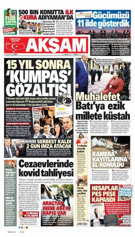 26 Aralık 2025 Akşam Gazetesi Manşetleri