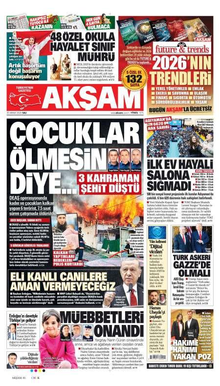 30 Aralık 2025 Akşam Gazetesi Manşetleri