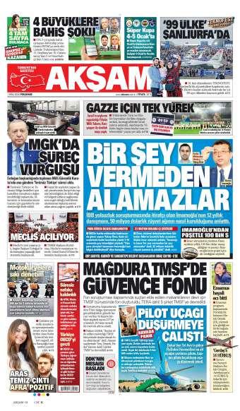 02 Ekim 2026 Akşam Gazetesi Manşetleri