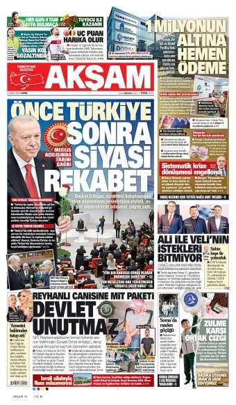 03 Ekim 2026 Akşam Gazetesi Manşetleri