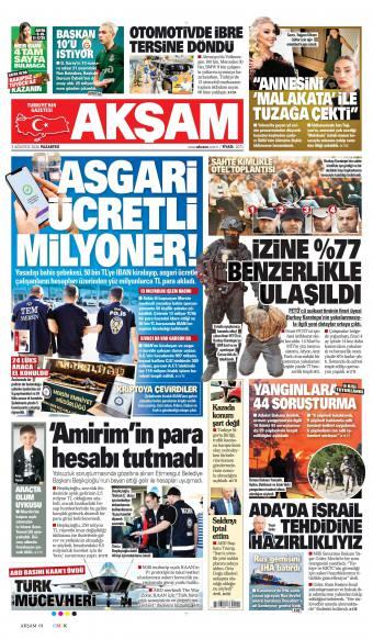 03 Ağustos 2026 Akşam Gazetesi Manşetleri