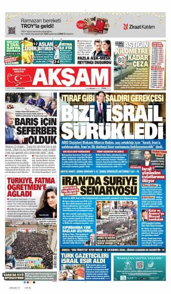 05 Mart 2026 Akşam Gazetesi Manşetleri