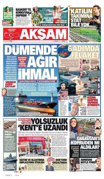 04 Eylül 2026 Akşam Gazetesi Manşetleri