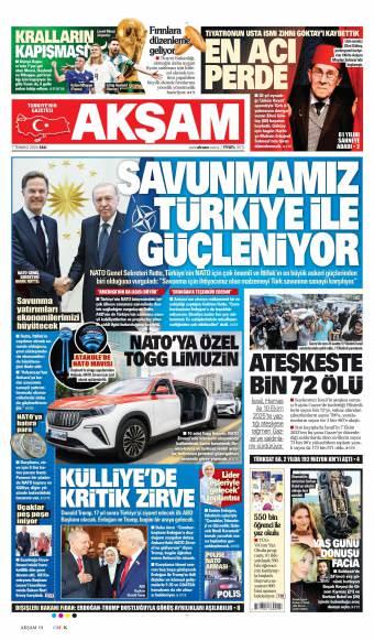 07 Temmuz 2026 Akşam Gazetesi Manşetleri