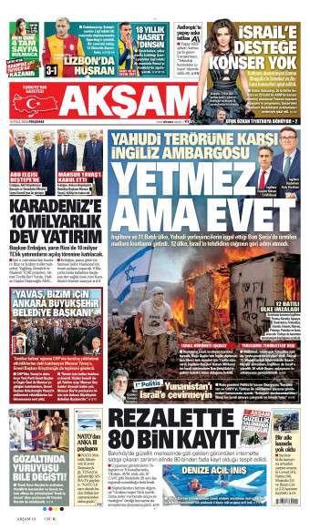 10 Eylül 2026 Akşam Gazetesi Manşetleri
