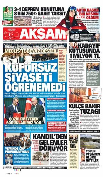 13 Şubat 2026 Akşam Gazetesi Manşetleri