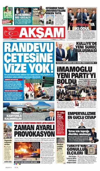 12 Ağustos 2026 Akşam Gazetesi Manşetleri