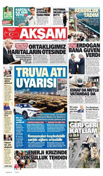 13 Ekim 2026 Akşam Gazetesi Manşetleri