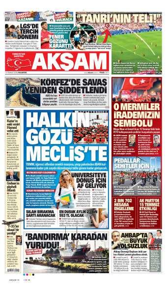 14 Temmuz 2026 Akşam Gazetesi Manşetleri