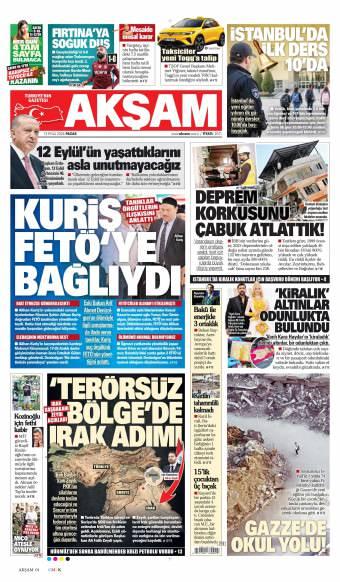 13 Eylül 2026 Akşam Gazetesi Manşetleri