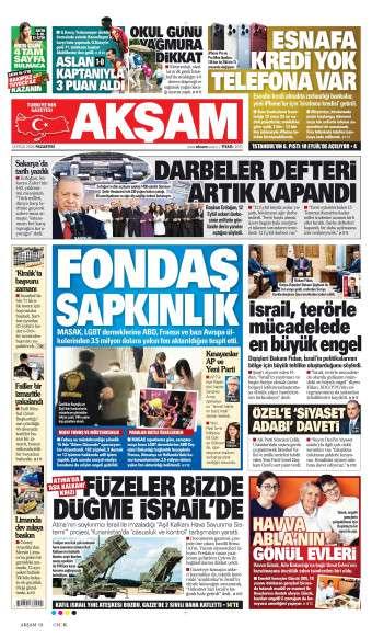 14 Eylül 2026 Akşam Gazetesi Manşetleri