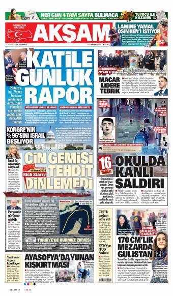 15 Nisan 2026 Akşam Gazetesi Manşetleri