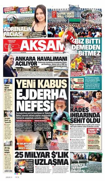 15 Haziran 2026 Akşam Gazetesi Manşetleri