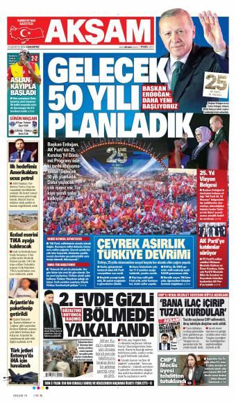 15 Ağustos 2026 Akşam Gazetesi Manşetleri