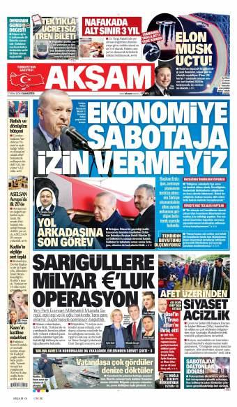 18 Ekim 2026 Akşam Gazetesi Manşetleri